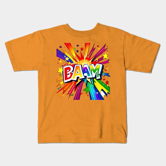 Retro Radiance - 'Bam!' Rainbow Blast Tee Kids T-Shirt by trubble